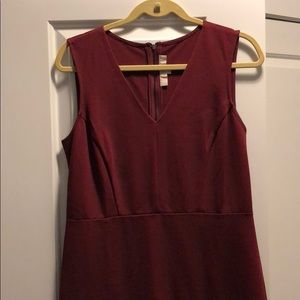 LOFT Burgundy Seamed Tank Dress